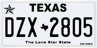 TX license plate DZX2805