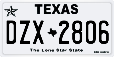 TX license plate DZX2806
