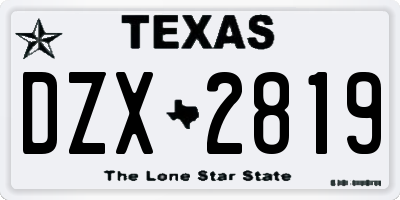 TX license plate DZX2819