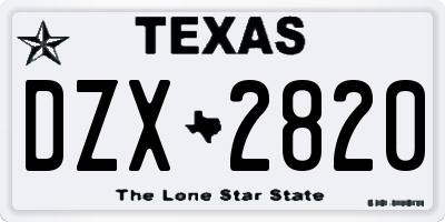 TX license plate DZX2820