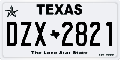 TX license plate DZX2821