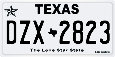 TX license plate DZX2823