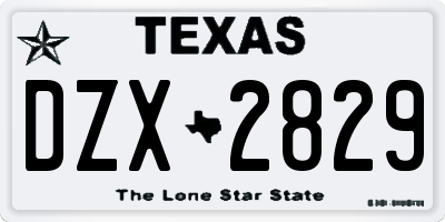 TX license plate DZX2829