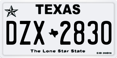 TX license plate DZX2830