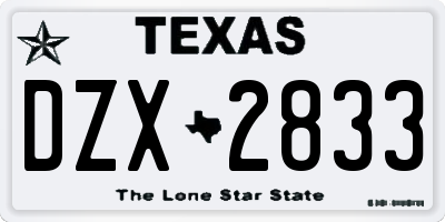 TX license plate DZX2833
