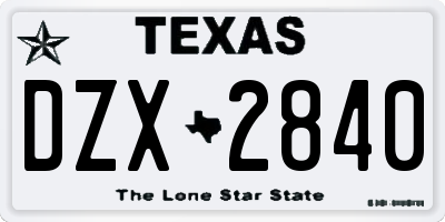 TX license plate DZX2840