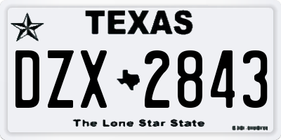 TX license plate DZX2843