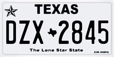 TX license plate DZX2845