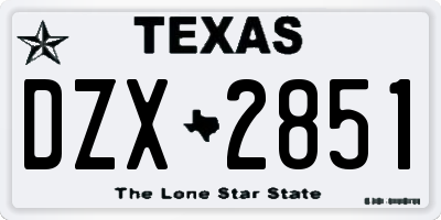 TX license plate DZX2851