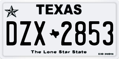 TX license plate DZX2853