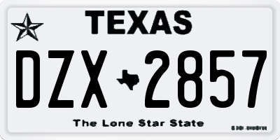 TX license plate DZX2857