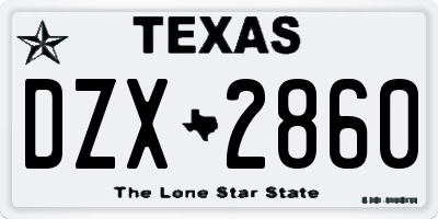 TX license plate DZX2860