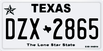 TX license plate DZX2865