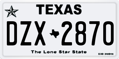 TX license plate DZX2870