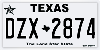 TX license plate DZX2874