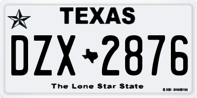 TX license plate DZX2876