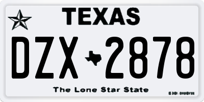 TX license plate DZX2878