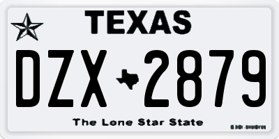 TX license plate DZX2879