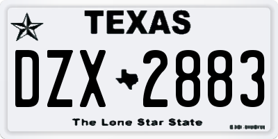 TX license plate DZX2883