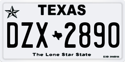 TX license plate DZX2890