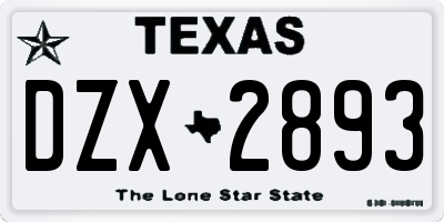 TX license plate DZX2893