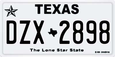 TX license plate DZX2898