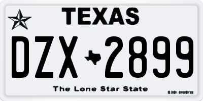 TX license plate DZX2899