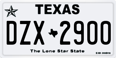 TX license plate DZX2900