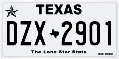 TX license plate DZX2901