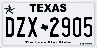 TX license plate DZX2905