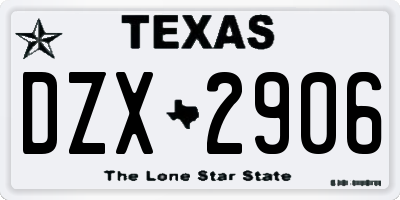 TX license plate DZX2906