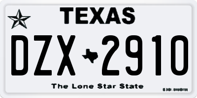 TX license plate DZX2910