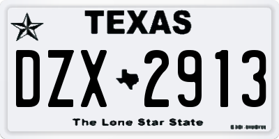 TX license plate DZX2913
