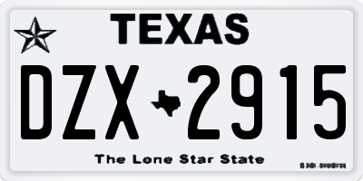 TX license plate DZX2915