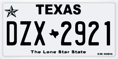 TX license plate DZX2921