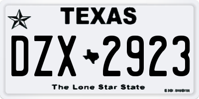 TX license plate DZX2923