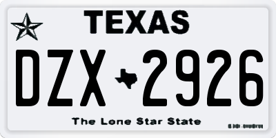 TX license plate DZX2926