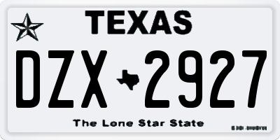 TX license plate DZX2927