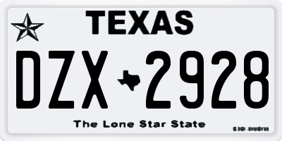 TX license plate DZX2928