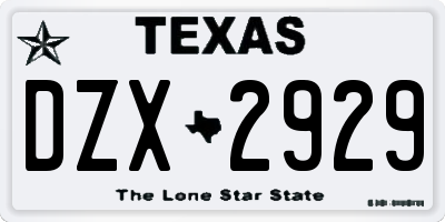 TX license plate DZX2929
