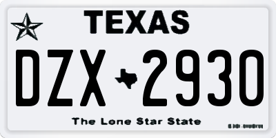TX license plate DZX2930