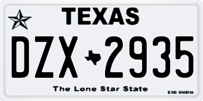 TX license plate DZX2935