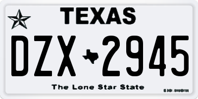 TX license plate DZX2945