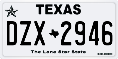TX license plate DZX2946