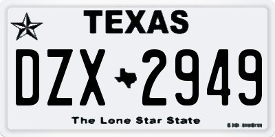 TX license plate DZX2949