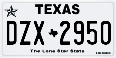TX license plate DZX2950