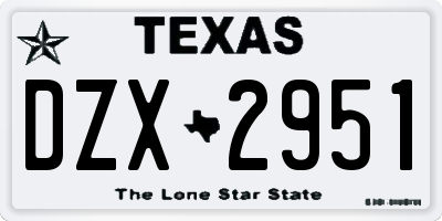 TX license plate DZX2951