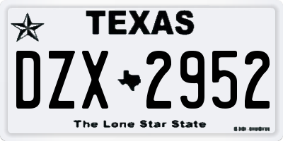 TX license plate DZX2952