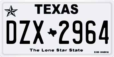 TX license plate DZX2964