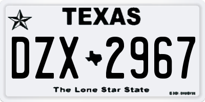 TX license plate DZX2967